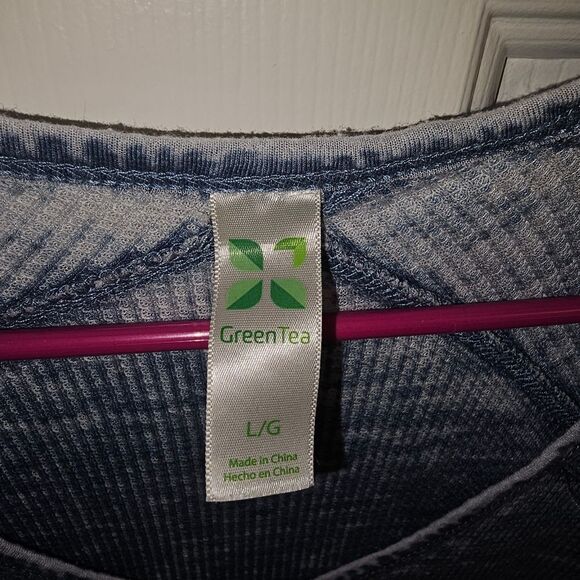 GREEN TEE OVERSIZED WOMENS TOP size L blue - Picture 4 of 4